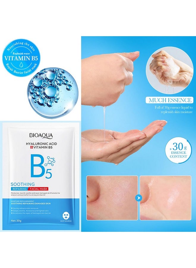BIOAQUA Hyaluronic Acid Vitamin B5 Soothing Repairing Facial Mask Moisturizing Nourish Repair Face Skin Replanishment 30g x 5pcs