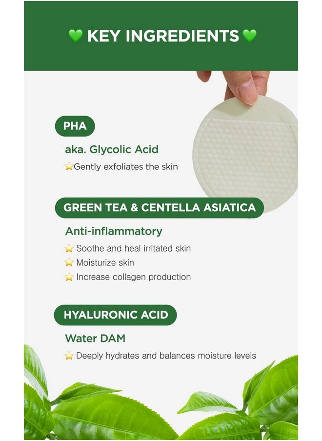 DERMALOGY by NEOGENLAB Bio-Peel Gauze Peeling Pads (Green Tea, 30 pads) - Exfoliating & Hydrating & Soothing Peeling Pad with PHA & Green Tea & Centella Asiatica - Korean Skin Care