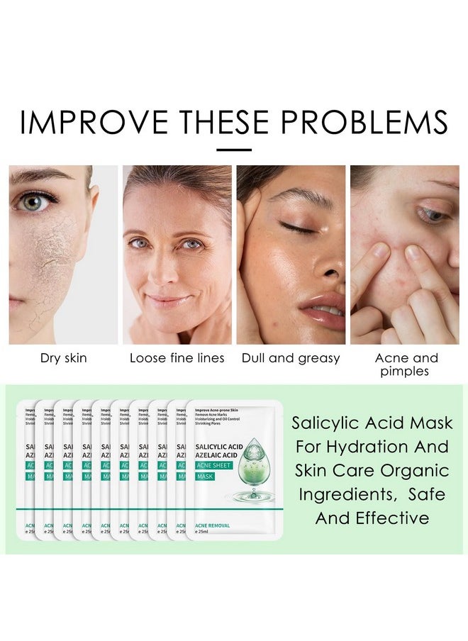 IREV Anti Acne Face Mask,Sheet Masks With Salicylic Acid, Face Masks Skincare For Acne, Acne Sheet Mask for Acne-Prone, Oily, and Sensitive Skin, Deep Pore Cleansing Facial Mask 10 Sheets