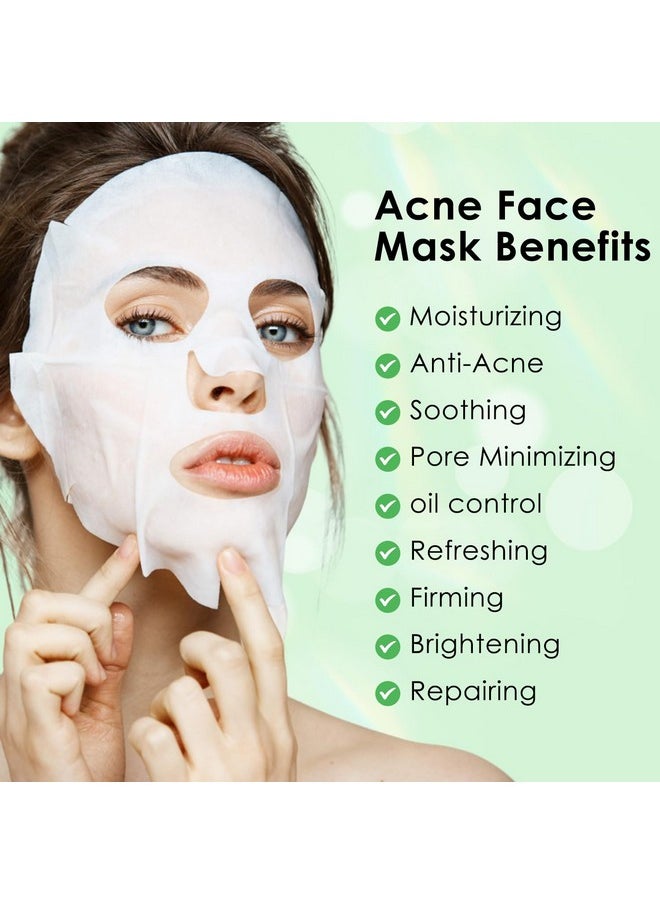 IREV Anti Acne Face Mask,Sheet Masks With Salicylic Acid, Face Masks Skincare For Acne, Acne Sheet Mask for Acne-Prone, Oily, and Sensitive Skin, Deep Pore Cleansing Facial Mask 10 Sheets