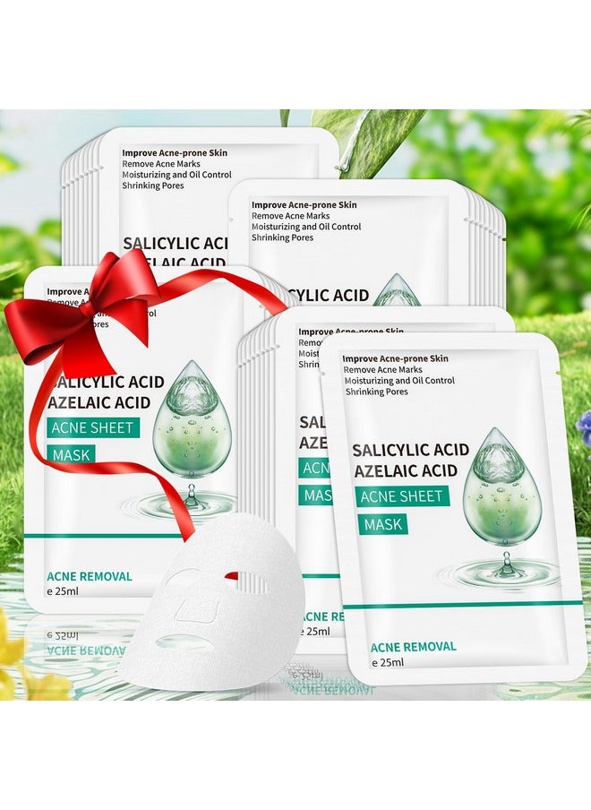 IREV Anti Acne Face Mask,Sheet Masks With Salicylic Acid, Face Masks Skincare For Acne, Acne Sheet Mask for Acne-Prone, Oily, and Sensitive Skin, Deep Pore Cleansing Facial Mask 10 Sheets