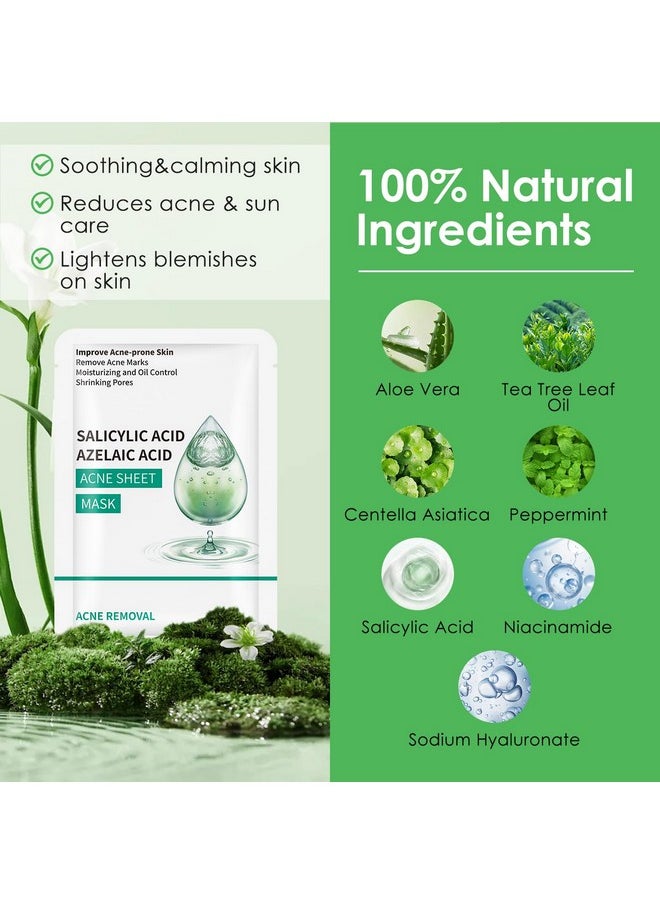 IREV Anti Acne Face Mask,Sheet Masks With Salicylic Acid, Face Masks Skincare For Acne, Acne Sheet Mask for Acne-Prone, Oily, and Sensitive Skin, Deep Pore Cleansing Facial Mask 10 Sheets