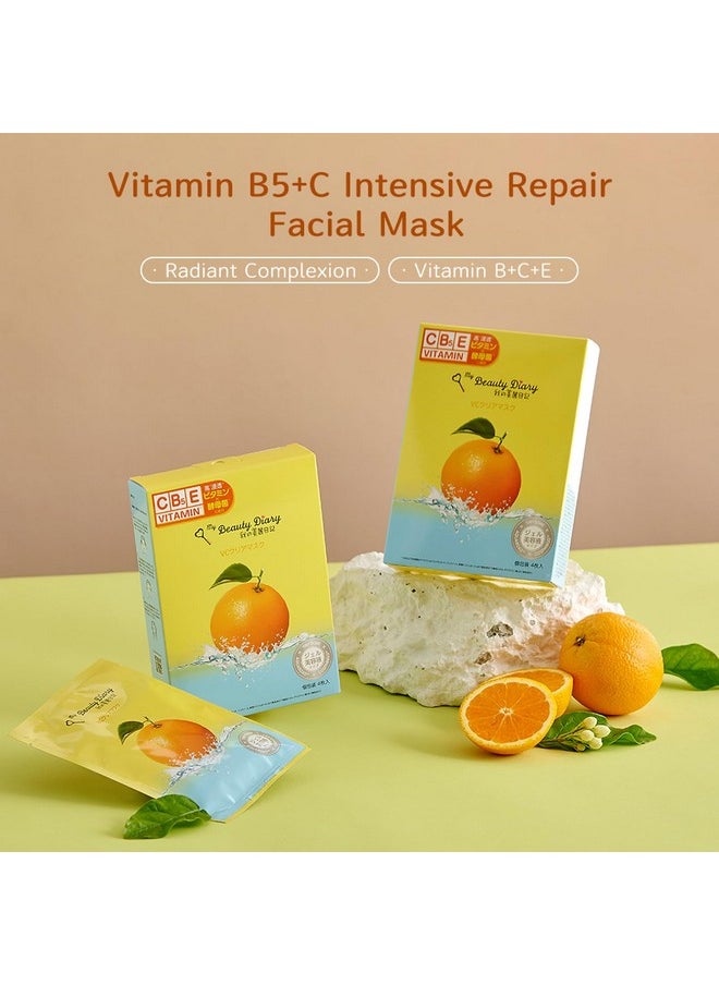 My Beauty Diary Vitamin B5+C Intensive Repair Mask, Glowing and Moisturizing Facial Mask, Restores Skin Radiance, Self Care Face Sheet Mask for Dull Skin and All Skin Types (8 pcs)