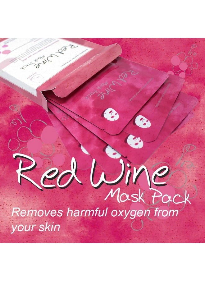 Naisture Premium Facial Mask - Red Wine 5 Pack, Korean Face Mask for Smooth, Moisturizing Skin Care, All Skin Types, Home Spa Self Care Gift Masks for Women & Men