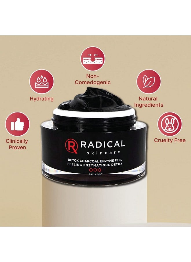 Radical Skincare Detox Charcoal Enzyme Peel - Powerful Formula w/ 11 Fruit Enzymes for Maximum Exfoliation | For All Skin Types Including Sensitive Skin | Cruelty & Paraben Free (1.7 oz, 2 Pack)