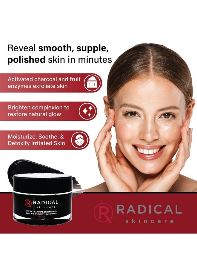 Radical Skincare Detox Charcoal Enzyme Peel - Powerful Formula w/ 11 Fruit Enzymes for Maximum Exfoliation | For All Skin Types Including Sensitive Skin | Cruelty & Paraben Free (1.7 oz, 2 Pack)
