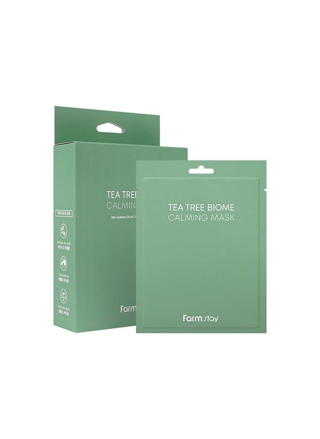 FARMSTAY TeaTree Biome Calming Mask -Daily Facial Gentle for Sensitive Skin, Korean Skin Care, Hydrating& Soothing, Acne Calming mask,100% cellulose, for Women,Men,Teenager,0.84 fl.oz.*10Sheets
