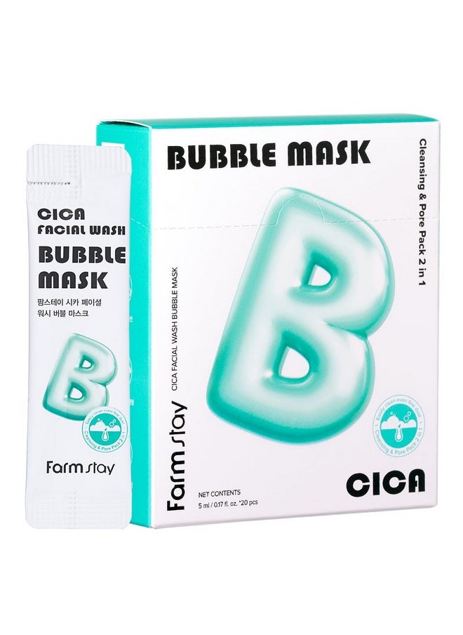 Cica Facial Wash Bubble Mask, Korean Pore Cleanser for Blackheads, Exfoliator Dead Skin Cells, Deep Cleansing & Hydrating, Non-Irritating & Soothing for Sensitive Skin, For Men & Women, 20 pcs