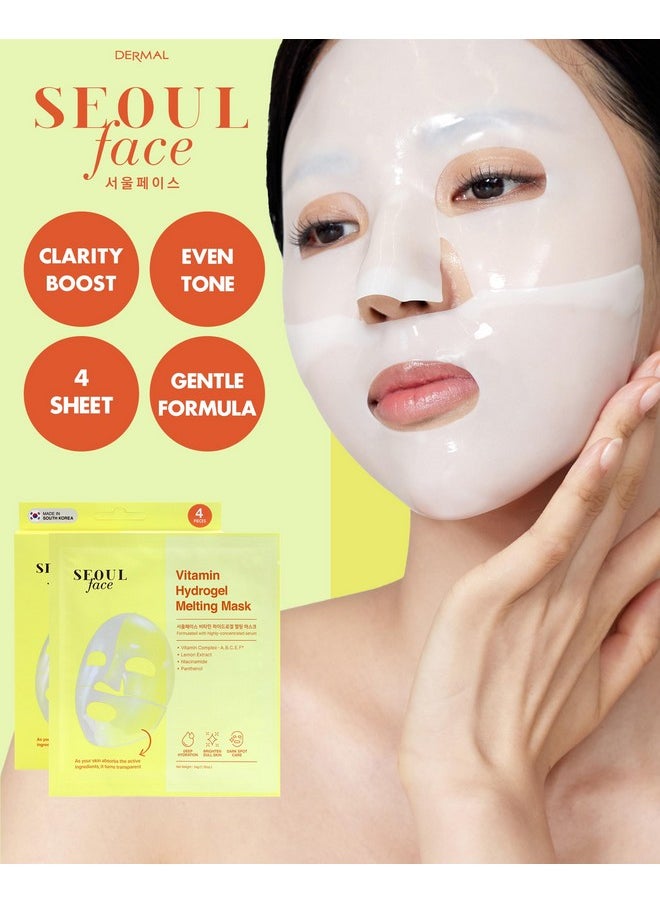 DERMAL Vitamin Hydrogel Melting Jelly Gel Mask 4ea - Korean Overnight Face Mask with Vitamin Complex - Anti Aging & Evens Skin for Radiant Skin - Korean Skincare