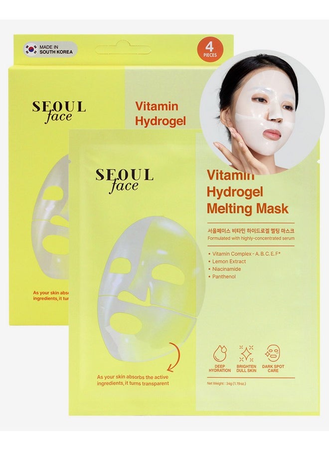 DERMAL Vitamin Hydrogel Melting Jelly Gel Mask 4ea - Korean Overnight Face Mask with Vitamin Complex - Anti Aging & Evens Skin for Radiant Skin - Korean Skincare