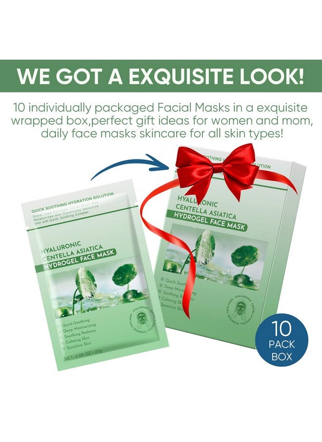Calming Mask for Face, Centella Asiatica Calming Mask, Facial Masks with Aloe Hyaluronic Acid for Sensitive Skin, Soothing, Anti Aging Face Mask, Face Masks Skincare, Hydrating Sheet Face Mask 10 pack
