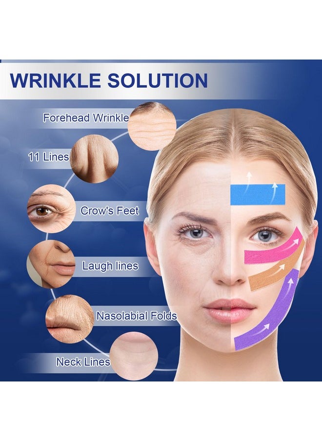 Anti-Wrinkle Face Tape | Facial Myofascial Lift Tape for Skin Firming, Toning & Tightening | Lift Tape for Face & Forehead | Smooths Wrinkles, Lifts Skin Anti-Aging Face Tape (4 Colors Assorted)