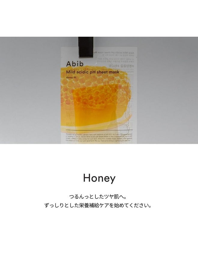 Abib Mild Acidic pH Sheet Mask Honey Fit 10 Sheets I Vitalizing Facial Mask, Propolis Glow