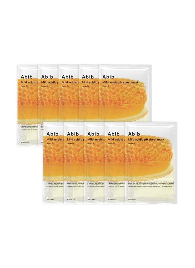 Abib Mild Acidic pH Sheet Mask Honey Fit 10 Sheets I Vitalizing Facial Mask, Propolis Glow
