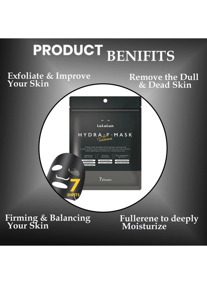 Lululun 21EA Black Facial Sheet Mask, Hydrating & Moisturizing Face Masks with Smoothing Organic Extracts, Japanese Daily Skincare for Dry Skin, Hydra F