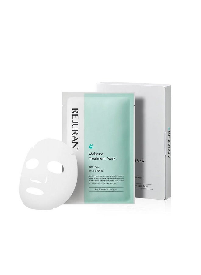 REJURAN® Moisture Treatment Mask, c-PDRN® - Hydrating Facial Sheet Mask, Repairs Skin Barrier and Retains Moisture with PDRx, Korean Skin Care 5-Pack