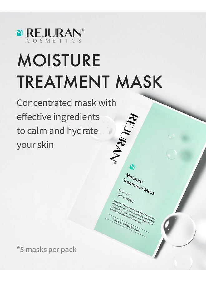 REJURAN® Moisture Treatment Mask, c-PDRN® - Hydrating Facial Sheet Mask, Repairs Skin Barrier and Retains Moisture with PDRx, Korean Skin Care 5-Pack