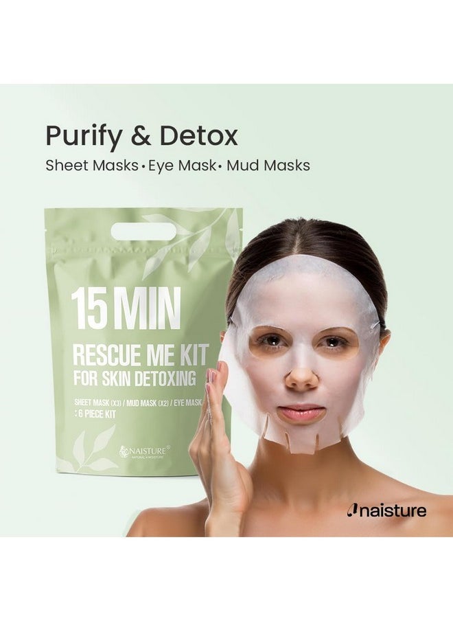 Naisture Women's Korean Spa Kit for Skincare - Cica, Turmeric, Tea Tree Sheet Masks, Eye Mask, Calendula Cucumber, and Charcoal Mint Mud Mask. Revitalize your skin with the 15 MIN RESCUE ME KIT