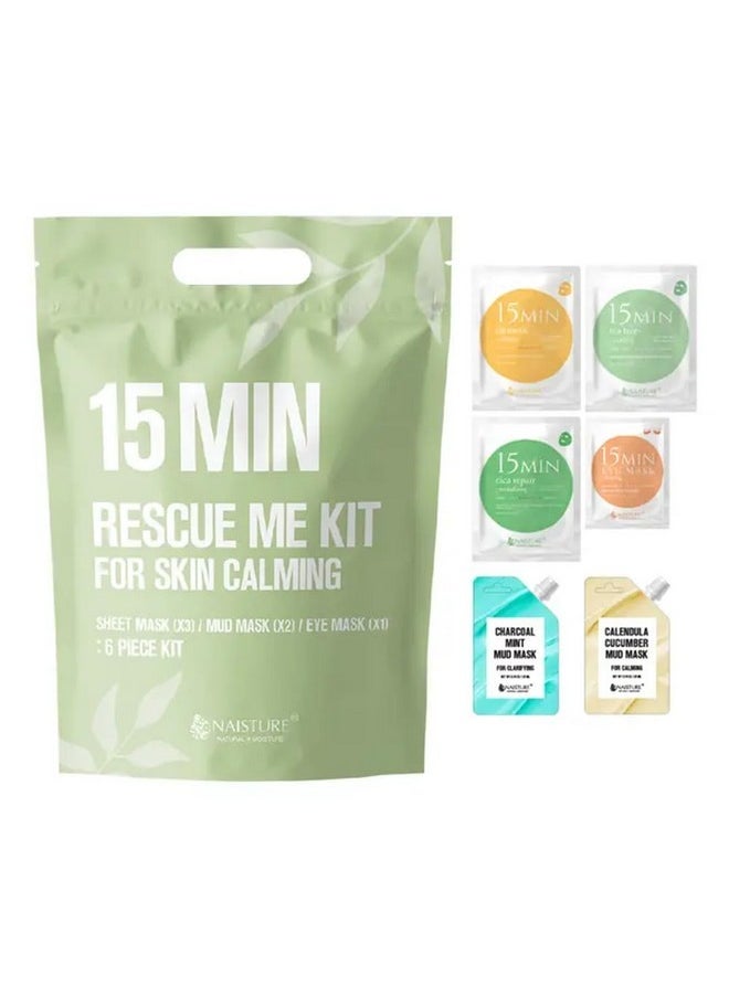 Naisture Women's Korean Spa Kit for Skincare - Cica, Turmeric, Tea Tree Sheet Masks, Eye Mask, Calendula Cucumber, and Charcoal Mint Mud Mask. Revitalize your skin with the 15 MIN RESCUE ME KIT