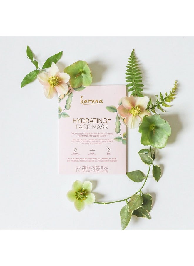 Karuna Skin - Hydrating+ Facial Mask for Well-Moisturized & Hydrated Skin, Glow-Enhancing Facial Skin Care Products, Hydrating Face Masks with Natto, Niacinamide & Sodium Lactate, 1 Pack