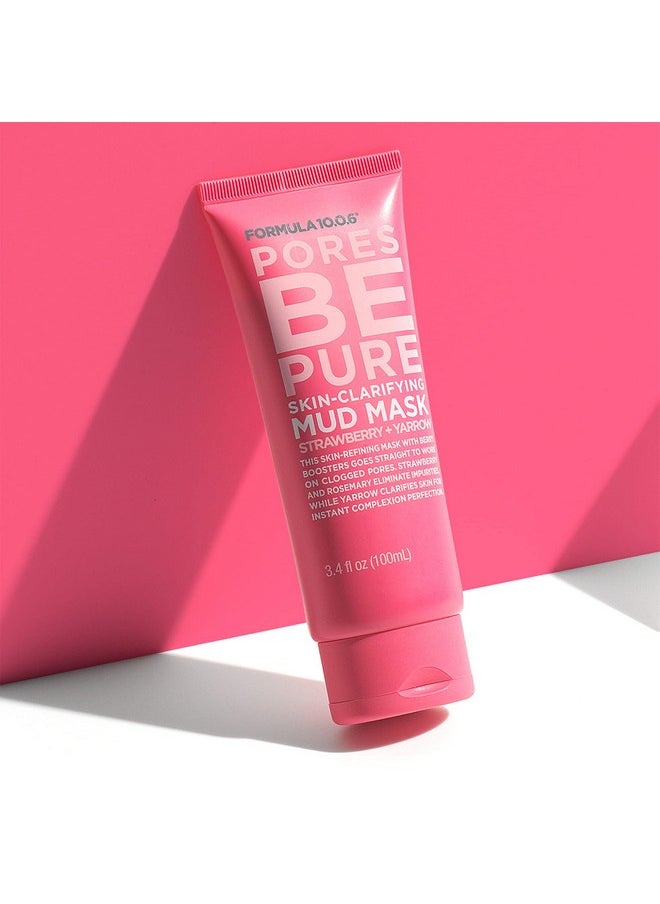 FORMULA 10.0.6 - Pores Be Pure Skin-Clarifying Mud Mask 3.4 fl oz. Unclogs Pores, Removes Impurities for Clear Skin, Vegan, Sulfate-Free & Cruelty-Free