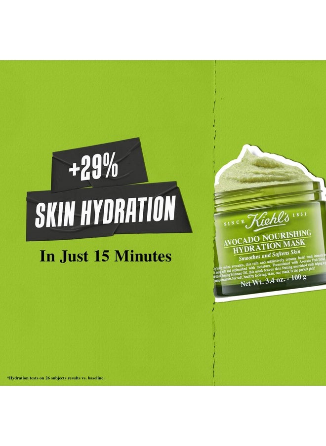 Kiehl's Avocado Nourishing Hydration Mask, Rich & Creamy Face Mask, Hydrates & Soothes Skin, with Evening Primrose Oil, Maintains Facial Elasticity, Helps Reduce Dryness, Paraben-free - 3.4 fl oz