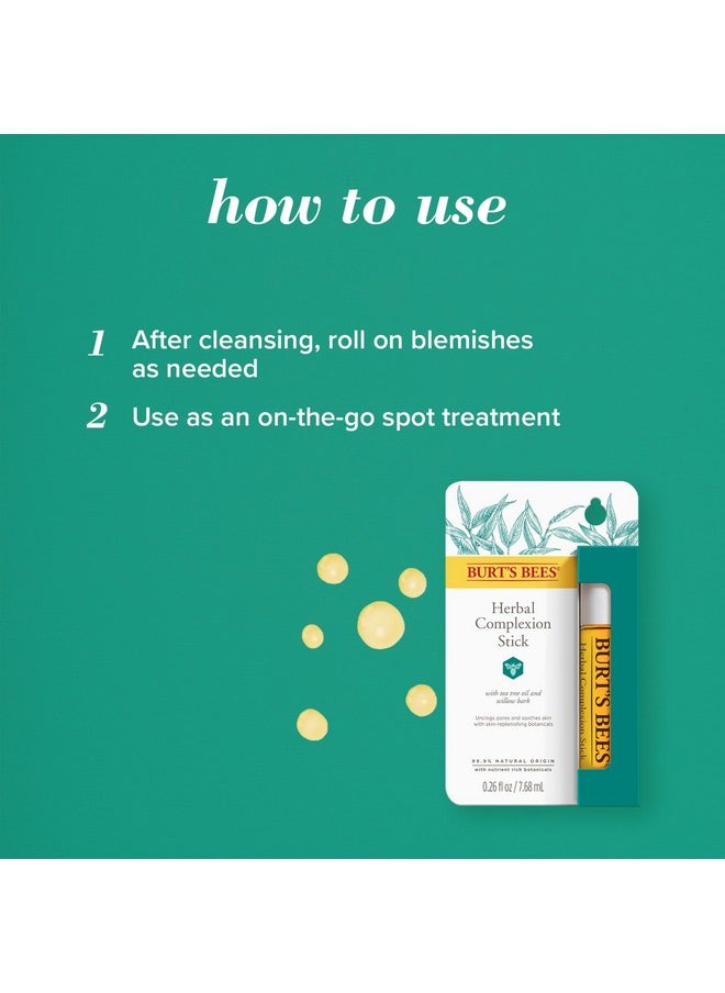 Burt's Bees Herbal Blemish Stick, 0.26 Fl Oz (Pack of 2), Tea Tree Oil Infused, Soothing, Exfoliating, Cleansing, Unisex