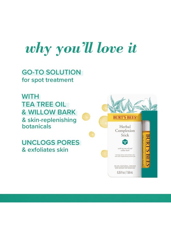 Burt's Bees Herbal Blemish Stick, 0.26 Fl Oz (Pack of 2), Tea Tree Oil Infused, Soothing, Exfoliating, Cleansing, Unisex