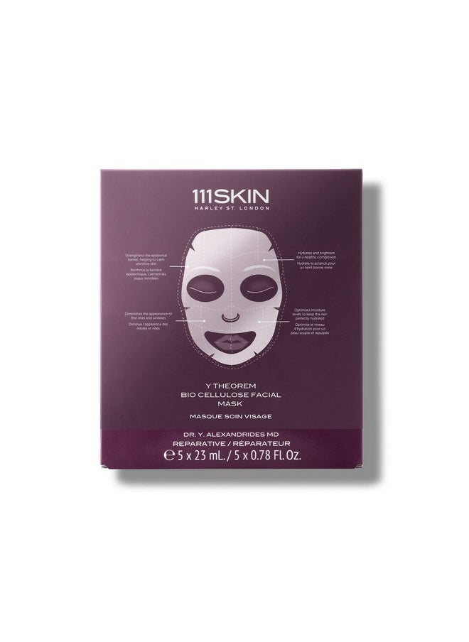 111SKIN Y Theorem Bio Cellulose Facial Mask | Repair, Rest & Rejuvenate Skin | Set of 5 (0.78 oz each)