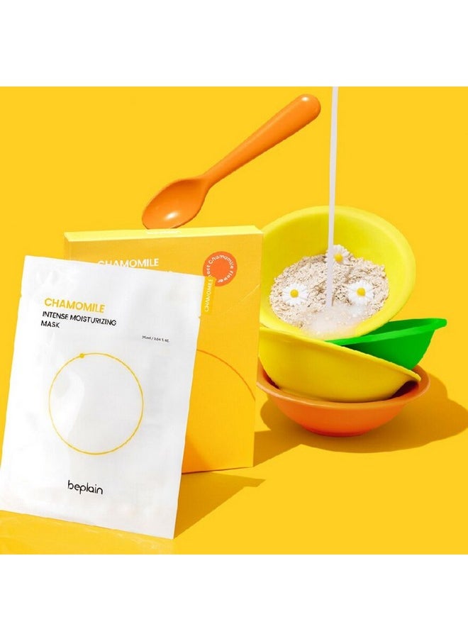 beplain Chamomile Intense Moisturizing Facial Mask, Hydrating & Soothing Sheet Mask for Sensitive, Dry Skin | Vegan | Elasticity Improvement | Fragrance-Free | Korean Skin Care | 5ea