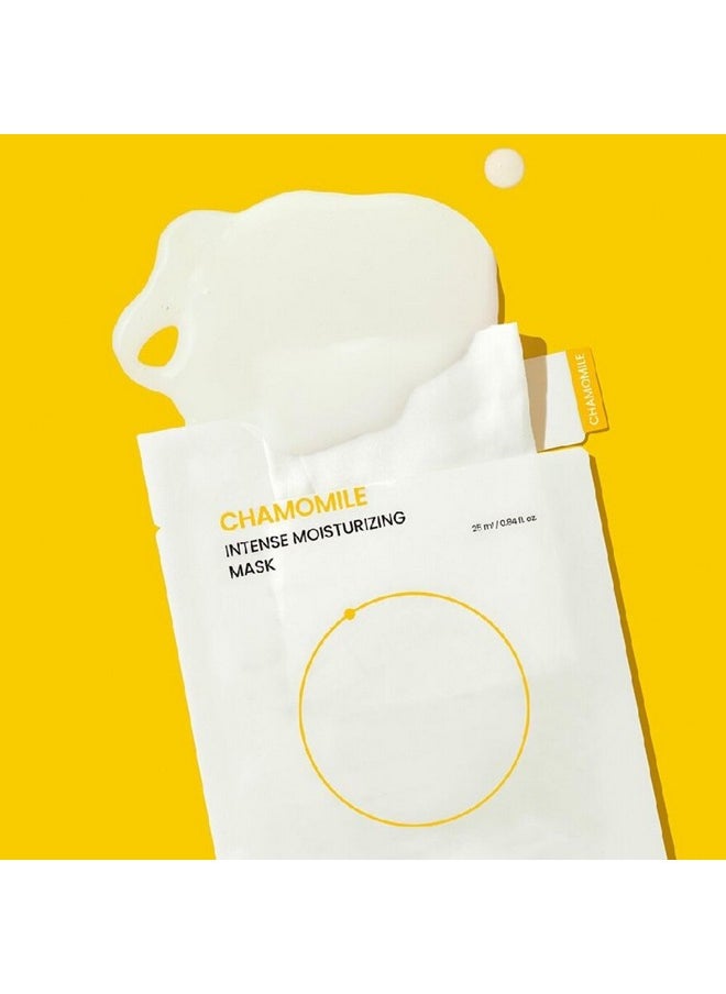 beplain Chamomile Intense Moisturizing Facial Mask, Hydrating & Soothing Sheet Mask for Sensitive, Dry Skin | Vegan | Elasticity Improvement | Fragrance-Free | Korean Skin Care | 5ea