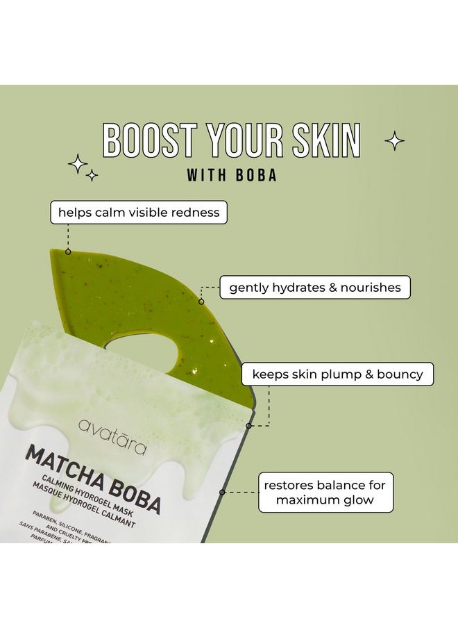 Avatara Matcha Boba Hydrogel Mask, Facial Masks Skincare Essential, 2-Piece Cooling & Hydrating Skin Care Mask with Multi-Hyaluronic Combo & Ceramides, 30 g, 1-Pack
