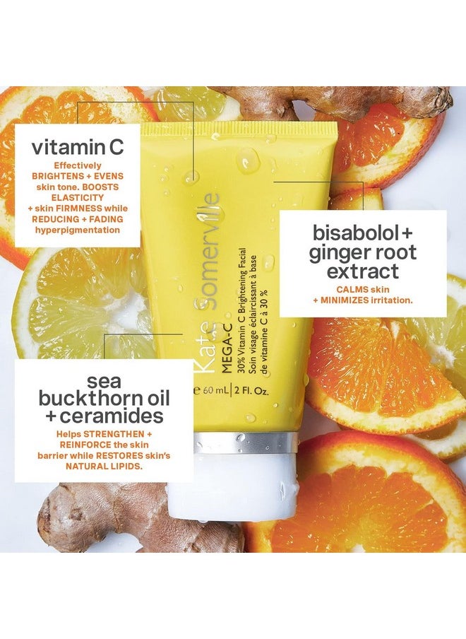 Kate Somerville Mega-C 30% Vitamin C Brightening Facial - Powerhouse Clinic-Grade Brightening Mask, 2 Fl Oz