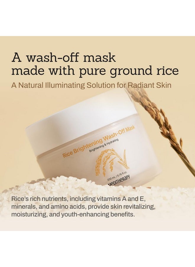 Rice Wash-Off Mask - Korean Glass Skin Face Mask Skincare - Hydrating Rice Clay Mask for Face - Natural Exfoliants Gently Improve Skin Texture, Even Skin Tone, and Restore Radiant Glow, 6.76 fl.oz