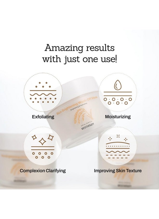 Rice Wash-Off Mask - Korean Glass Skin Face Mask Skincare - Hydrating Rice Clay Mask for Face - Natural Exfoliants Gently Improve Skin Texture, Even Skin Tone, and Restore Radiant Glow, 6.76 fl.oz