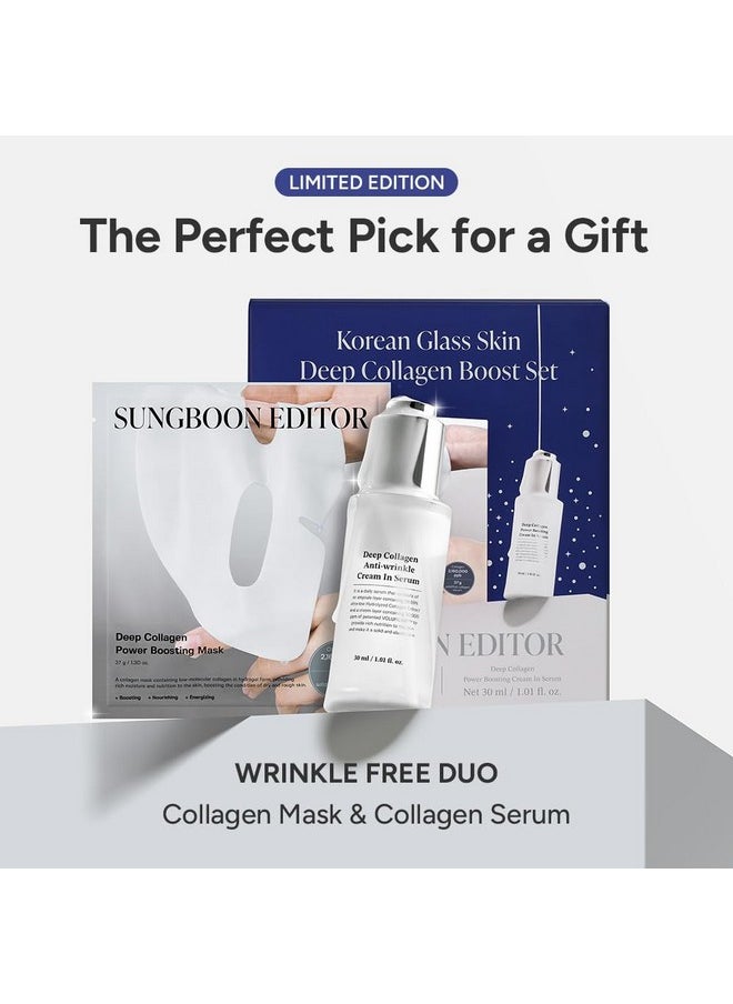 SUNGBOON EDITOR Korean Glass Skin Deep Collgen Boost Set | Real Collagen 2,160,000PPB for Elasticity | Hydrating Collagen Face Mask | Face Serum for Women | Korean Skin Care Set