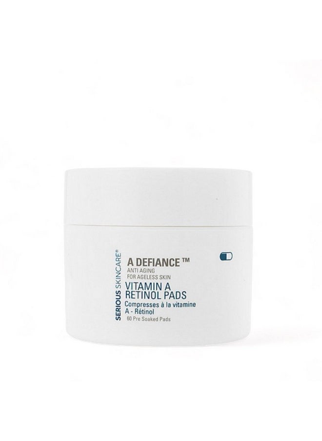 Serious Skincare A Defiance - Vitamin A Retinol Treatment Pads - Anti-Aging for Lines, Wrinkles, Dark Spots - Skin Resurfacing Cushions for Facial Radiance - 60 Count