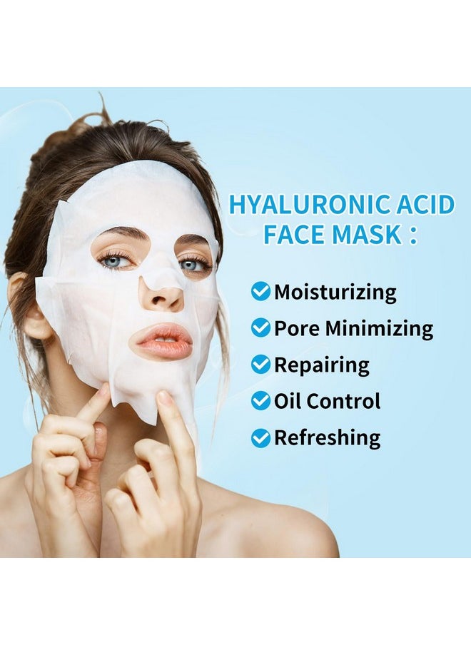 Face Masks Skincare, Valentine's Day Gifts, Facial Mask with Hyaluronic Acid, Sheet Face Masks Skincare, Hyaluronic Acid Face Mask, Deep Hydrating Face Masks, Brightening Facial Sheet Mask 10 Pack