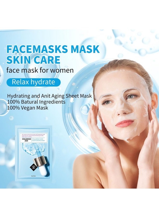 Face Masks Skincare, Valentine's Day Gifts, Facial Mask with Hyaluronic Acid, Sheet Face Masks Skincare, Hyaluronic Acid Face Mask, Deep Hydrating Face Masks, Brightening Facial Sheet Mask 10 Pack