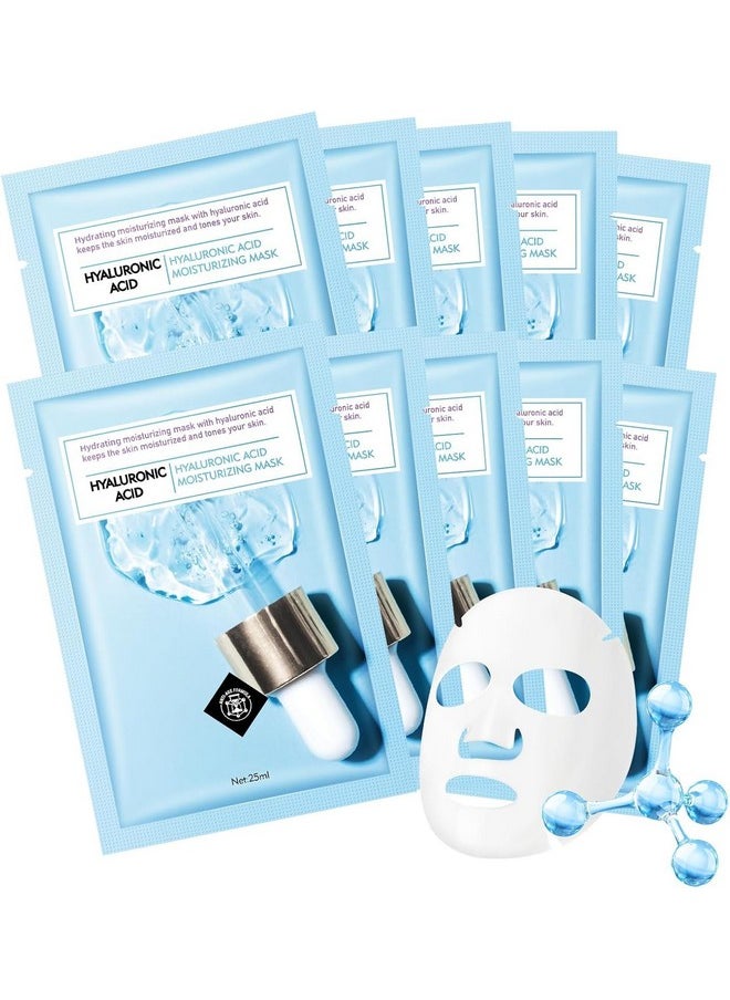 Face Masks Skincare, Valentine's Day Gifts, Facial Mask with Hyaluronic Acid, Sheet Face Masks Skincare, Hyaluronic Acid Face Mask, Deep Hydrating Face Masks, Brightening Facial Sheet Mask 10 Pack