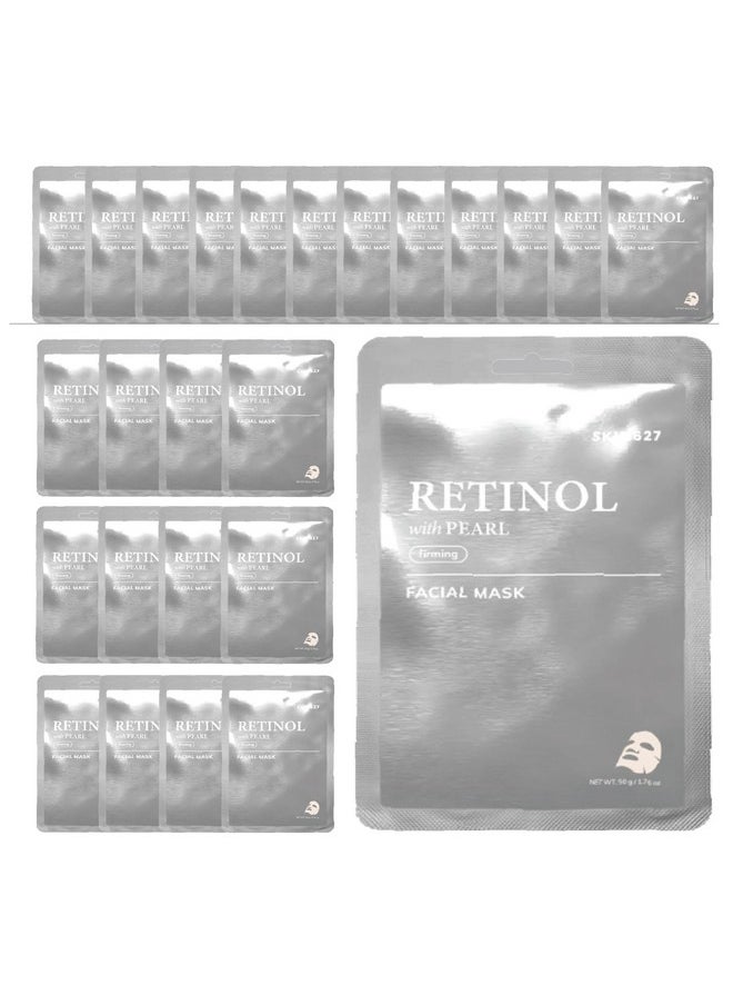 Innerest SKIN627 Bulk 24PK Face Masks Skincare, Facial Mask, Sheet Masks Korean (24PK Retinol with Pearl)