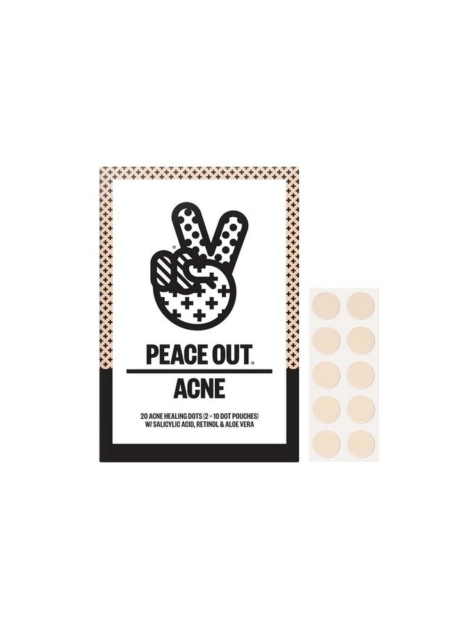 PEACE OUT Skincare Acne Dots, Hydrocolloid Pimple Patches Help Clear Blemishes Overnight, Award Winning Fast Acting Anti-Acne Solution (20 dots)