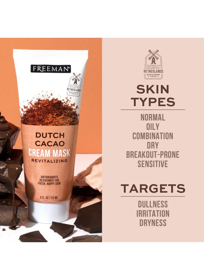 Freeman Exotic Blends Dutch Cacao Cream Face Mask, Antioxidant Rich, Rejuvenating Facial Mask Restores Skin, Chocolate Aroma, Clean Skincare, For All Skin Types, 6 fl. oz./175 ml. Tube