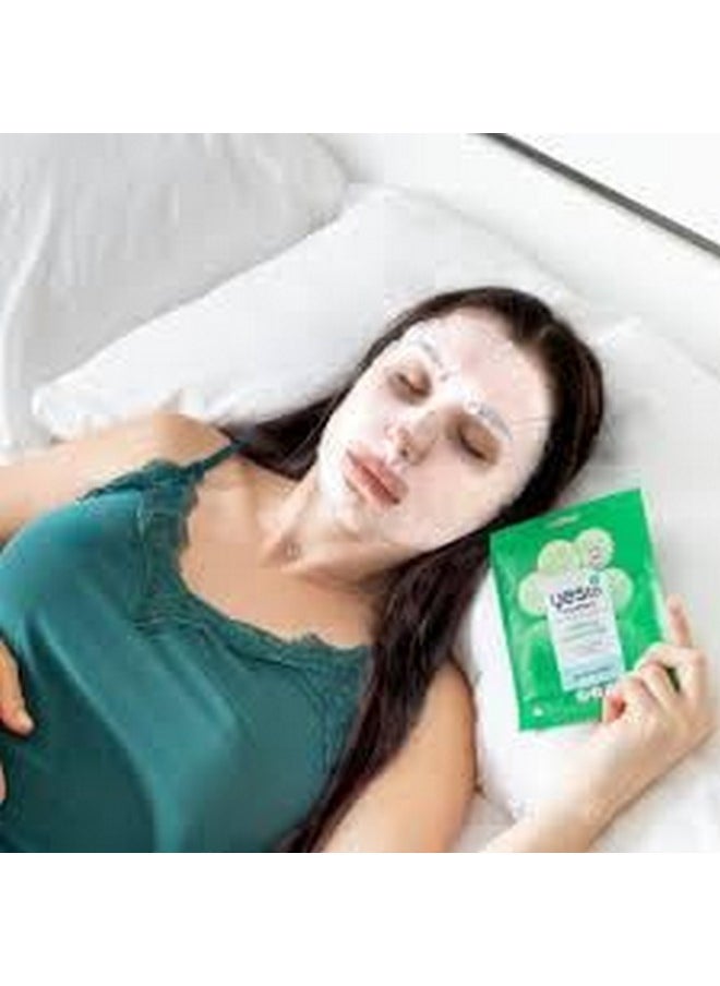 Yes To Cucumbers Calming Paper Face Mask, Sensitive Skin, Aloe Vera, 0.67 fl oz, Hydrating and Soothing with 98% Natural Ingredients, Easy-to-Use Sheet Masks
