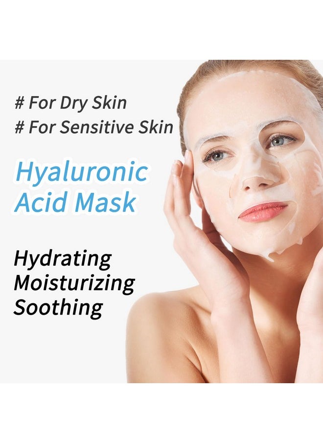 Hyaluronic Acid Face Masks Skincare, Hydrating Facial Masks, Deep Moisturizing Face Mask for All Skin Types, Facial Sheet Mask for Women Skin Care, Smoothing Rejuvenating, Christmas Gifts, 10 Pack
