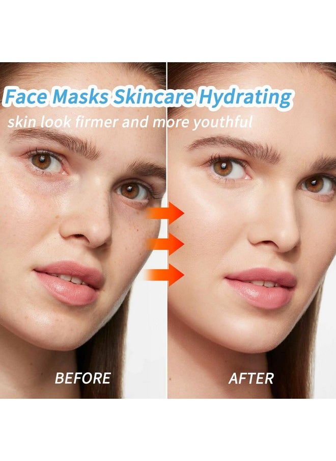Hyaluronic Acid Face Masks Skincare, Hydrating Facial Masks, Deep Moisturizing Face Mask for All Skin Types, Facial Sheet Mask for Women Skin Care, Smoothing Rejuvenating, Christmas Gifts, 10 Pack