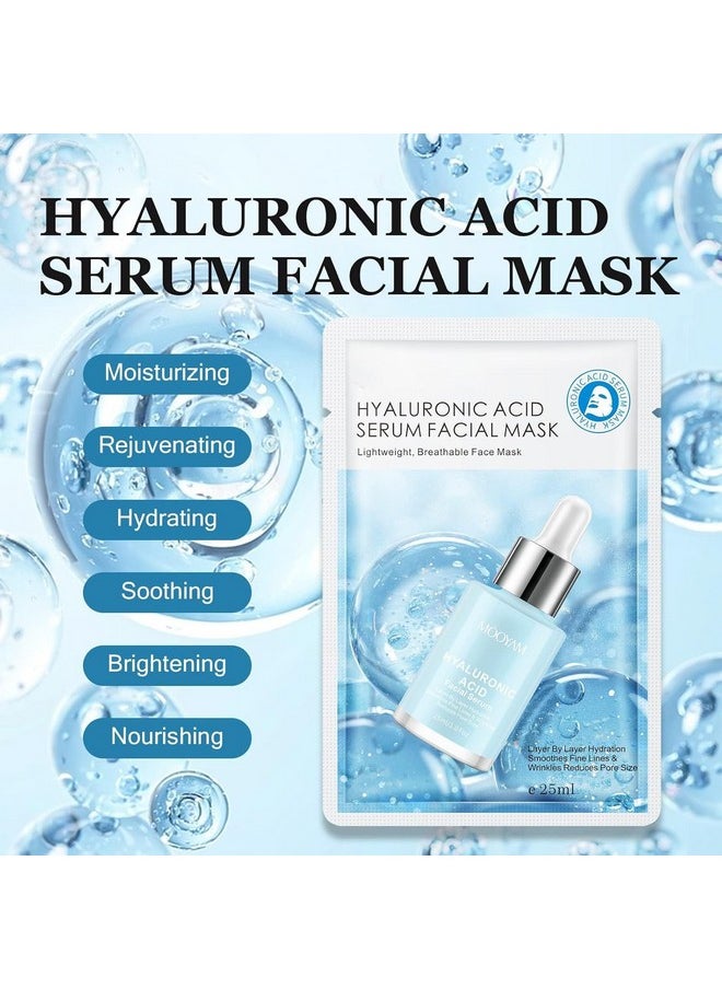 Hyaluronic Acid Face Masks Skincare, Hydrating Facial Masks, Deep Moisturizing Face Mask for All Skin Types, Facial Sheet Mask for Women Skin Care, Smoothing Rejuvenating, Christmas Gifts, 10 Pack