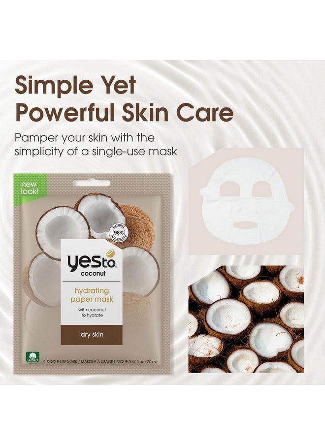 Yes To Coconut Hydrating Paper Mask with Coconut to Hydrate Dry Skin, for Men, Women and Teens, No Paraben, 3 Pack