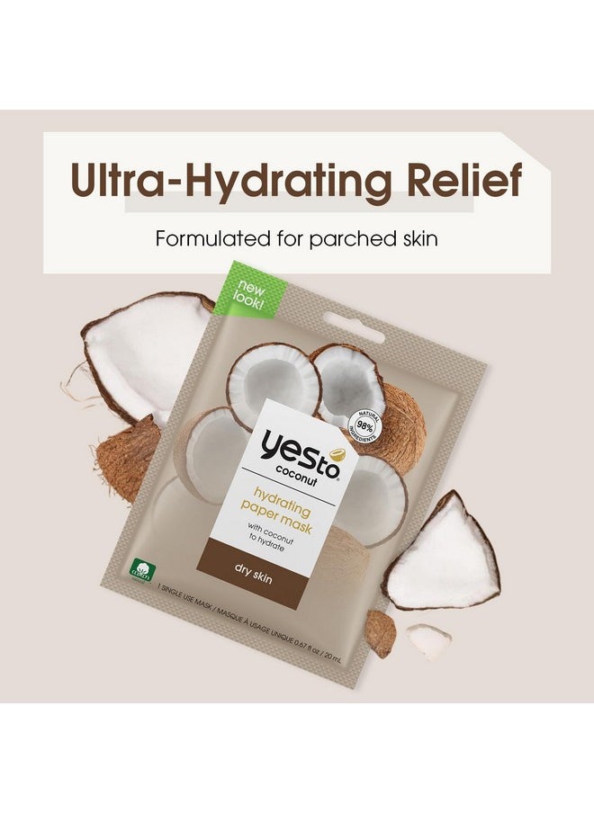Yes To Coconut Hydrating Paper Mask with Coconut to Hydrate Dry Skin, for Men, Women and Teens, No Paraben, 3 Pack