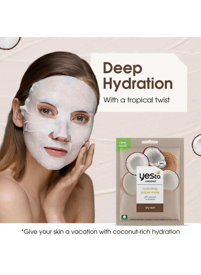 Yes To Coconut Hydrating Paper Mask with Coconut to Hydrate Dry Skin, for Men, Women and Teens, No Paraben, 3 Pack